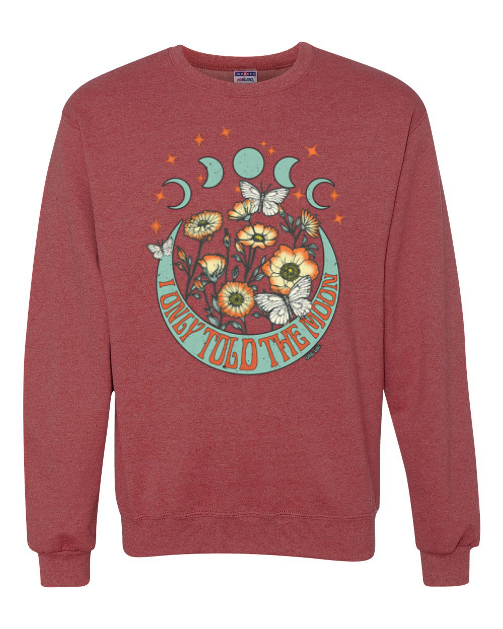 I Only Told The Moon, Moon Phases Daisies Unisex Crewneck Sweatshirt - Picture 12 of 15