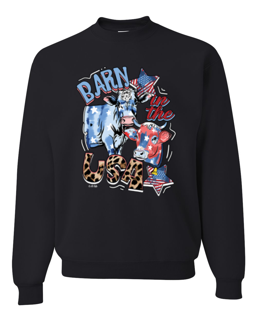 Barn In The USA Red White and Blue Cows Unisex Crewneck Sweatshirt