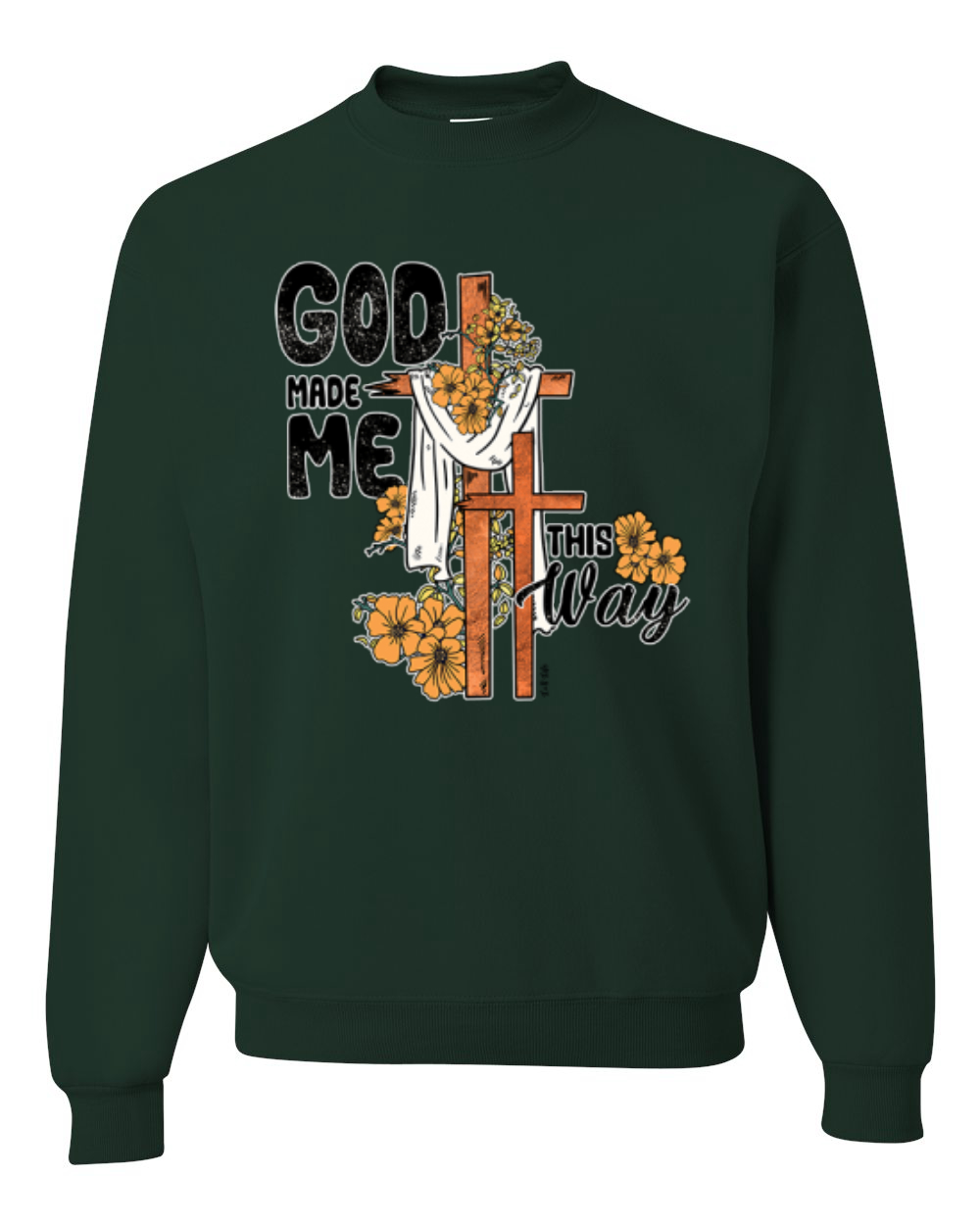 Sudadera Cuello Redondo God Made Me This Way Cross with Sunflowers Faith - Imagen 5 de 18