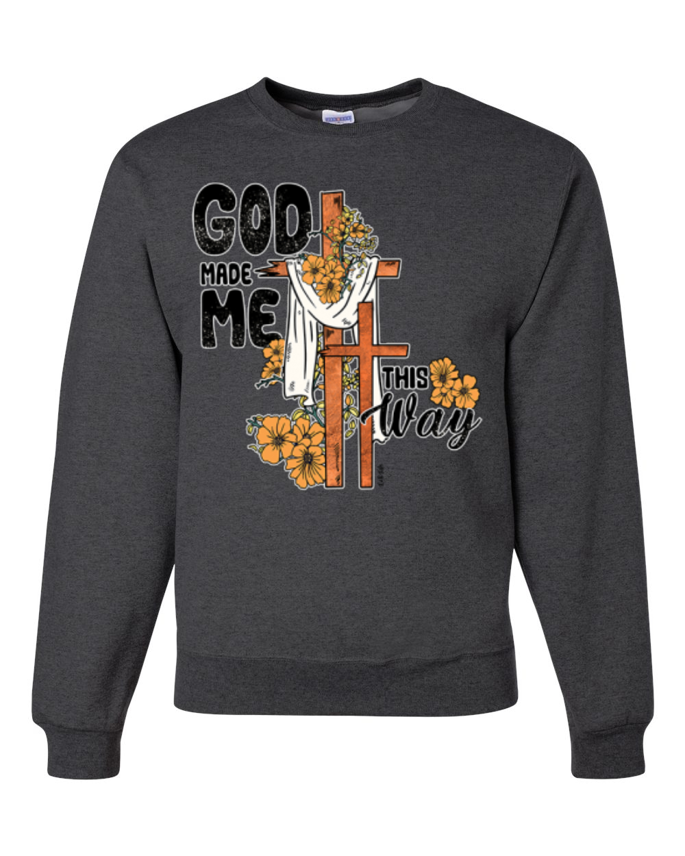 Sudadera Cuello Redondo God Made Me This Way Cross with Sunflowers Faith - Imagen 6 de 18