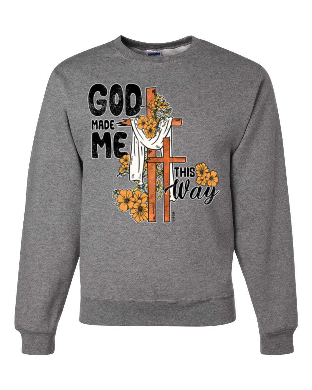 Sudadera Cuello Redondo God Made Me This Way Cross with Sunflowers Faith - Imagen 7 de 18
