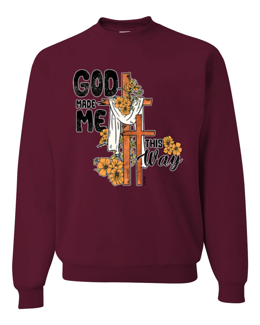 Sudadera Cuello Redondo God Made Me This Way Cross with Sunflowers Faith - Imagen 9 de 18