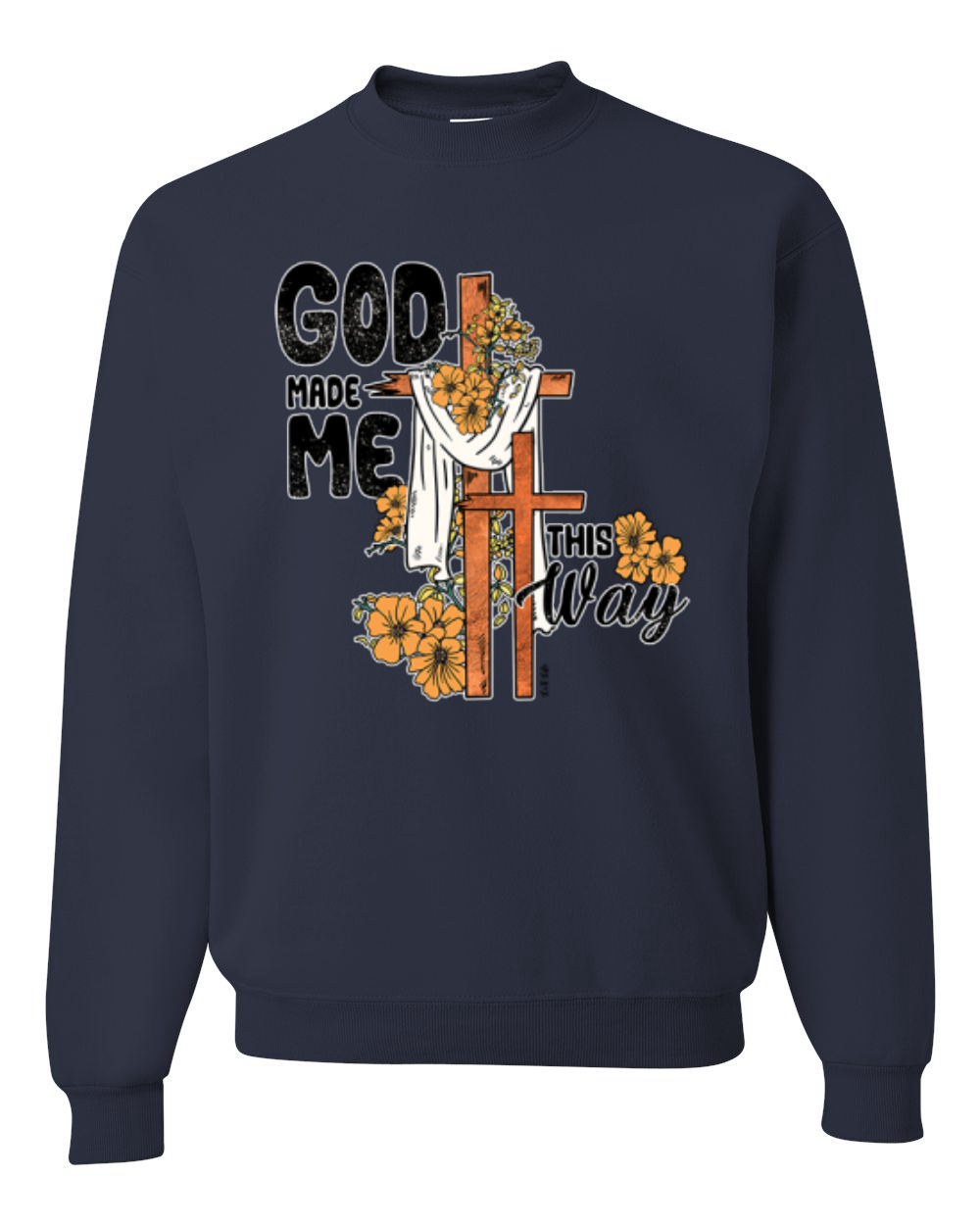 Sudadera Cuello Redondo God Made Me This Way Cross with Sunflowers Faith - Imagen 10 de 18