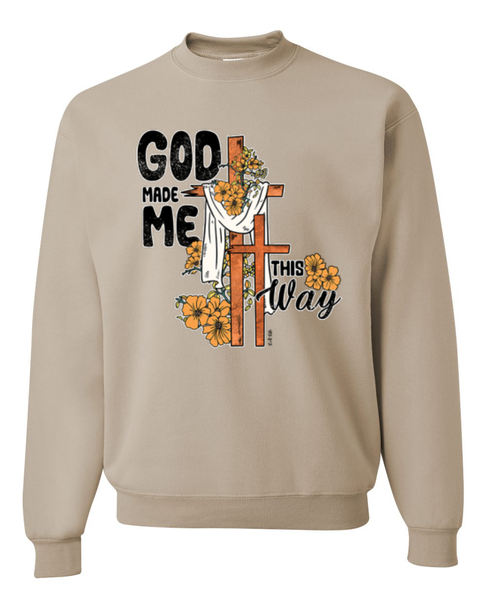 Sudadera Cuello Redondo God Made Me This Way Cross with Sunflowers Faith - Imagen 17 de 18