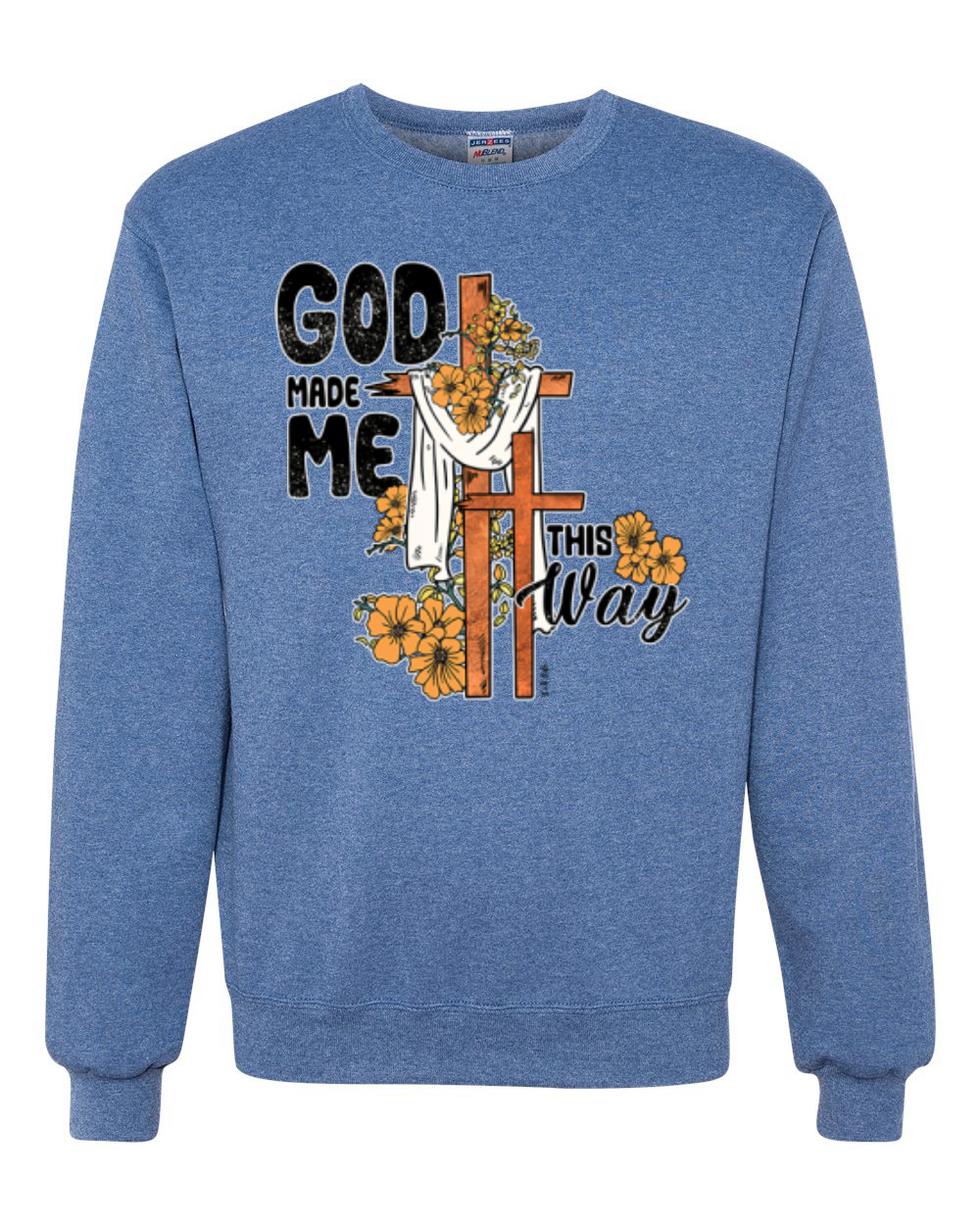 Sudadera Cuello Redondo God Made Me This Way Cross with Sunflowers Faith - Imagen 12 de 18