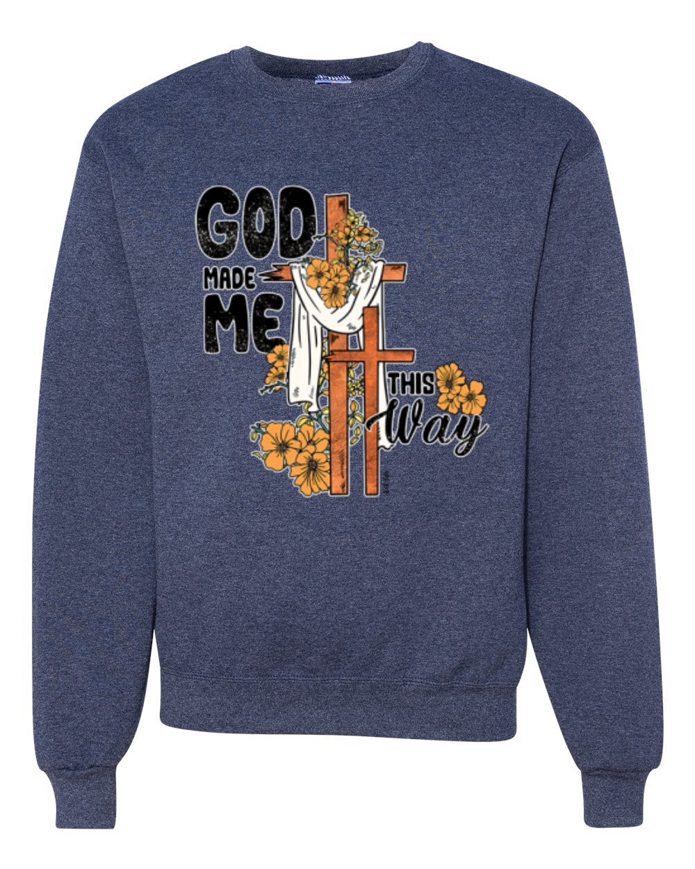 Sudadera Cuello Redondo God Made Me This Way Cross with Sunflowers Faith - Imagen 13 de 18