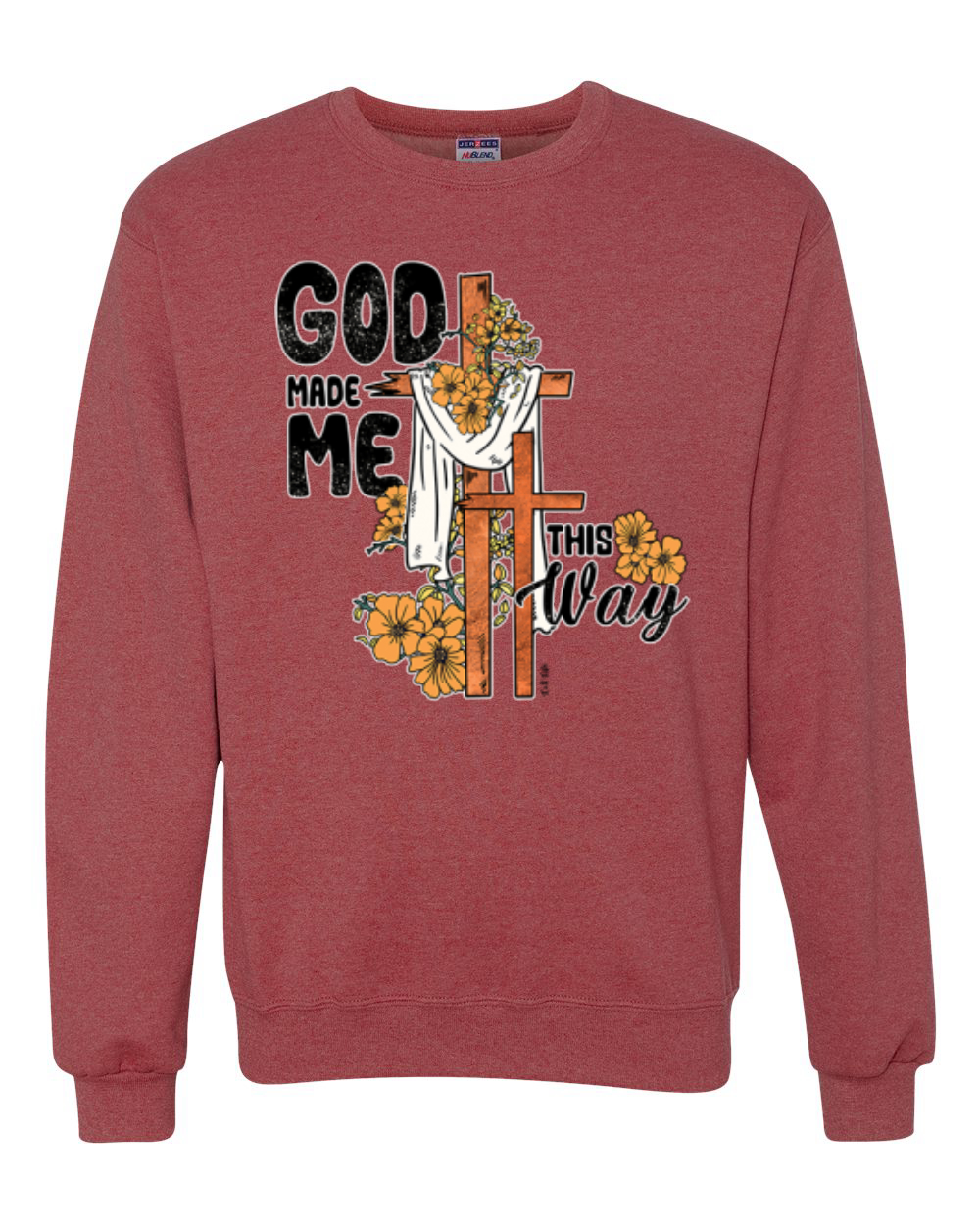 Sudadera Cuello Redondo God Made Me This Way Cross with Sunflowers Faith - Imagen 14 de 18