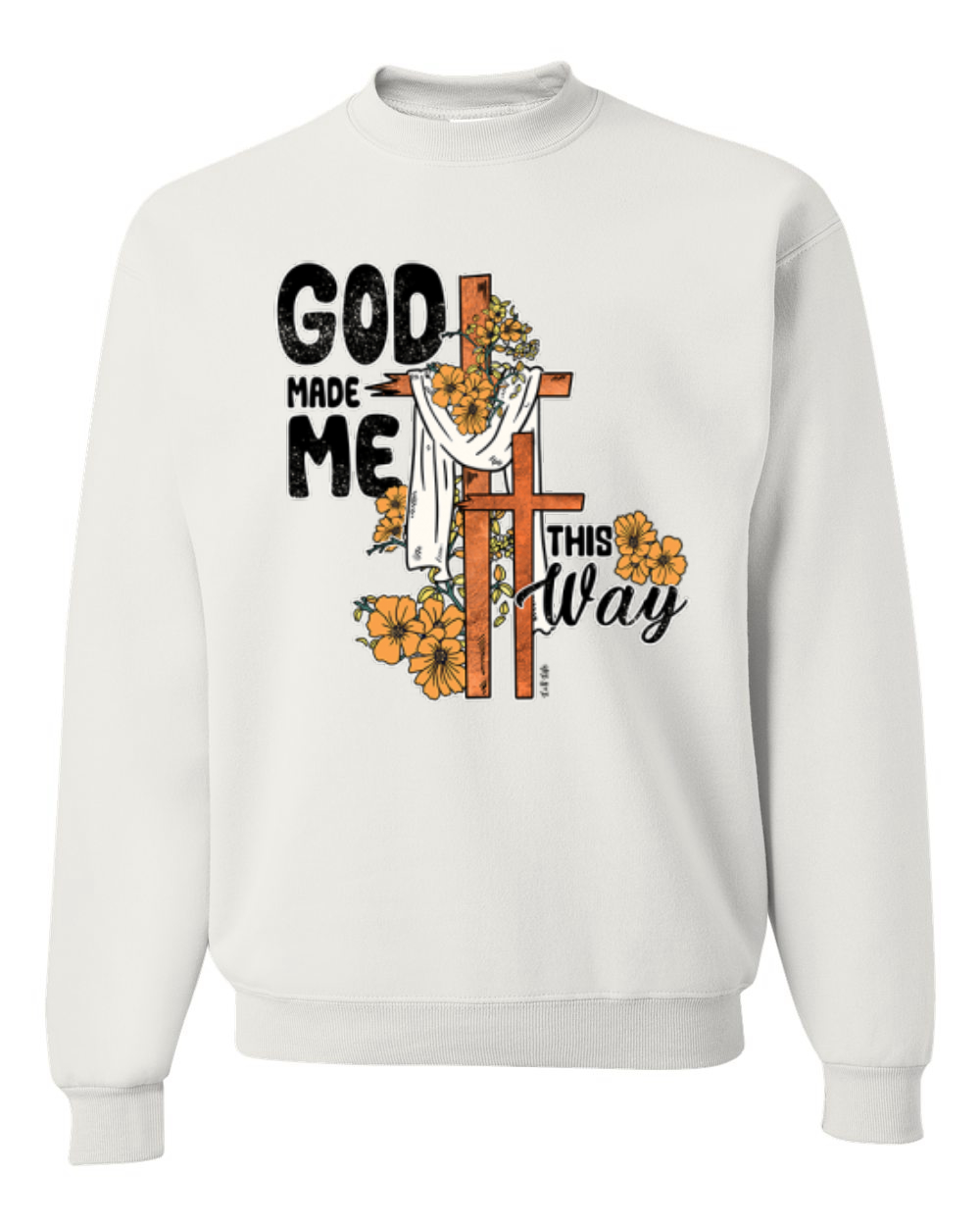 Sudadera Cuello Redondo God Made Me This Way Cross with Sunflowers Faith - Imagen 15 de 18