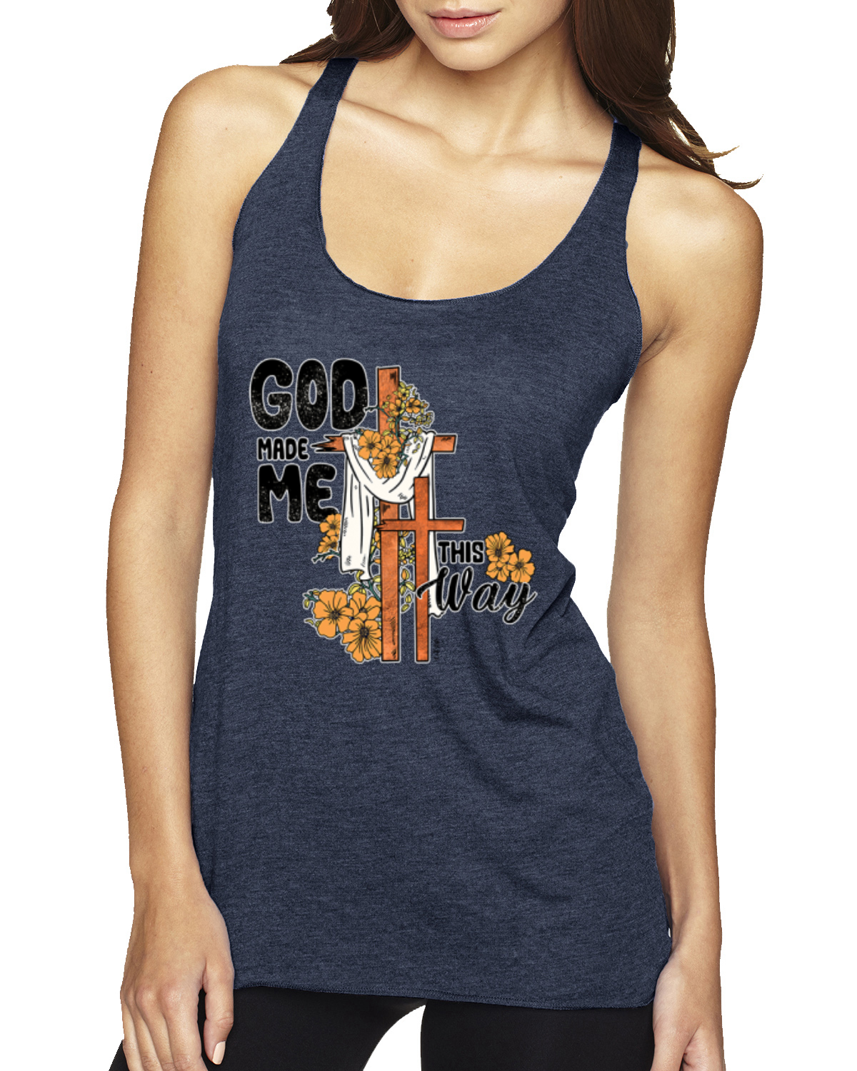 Camiseta sin mangas God Made Me This Way Cross with Sungirasol Faith TriBlend Racerback - Imagen 9 de 13