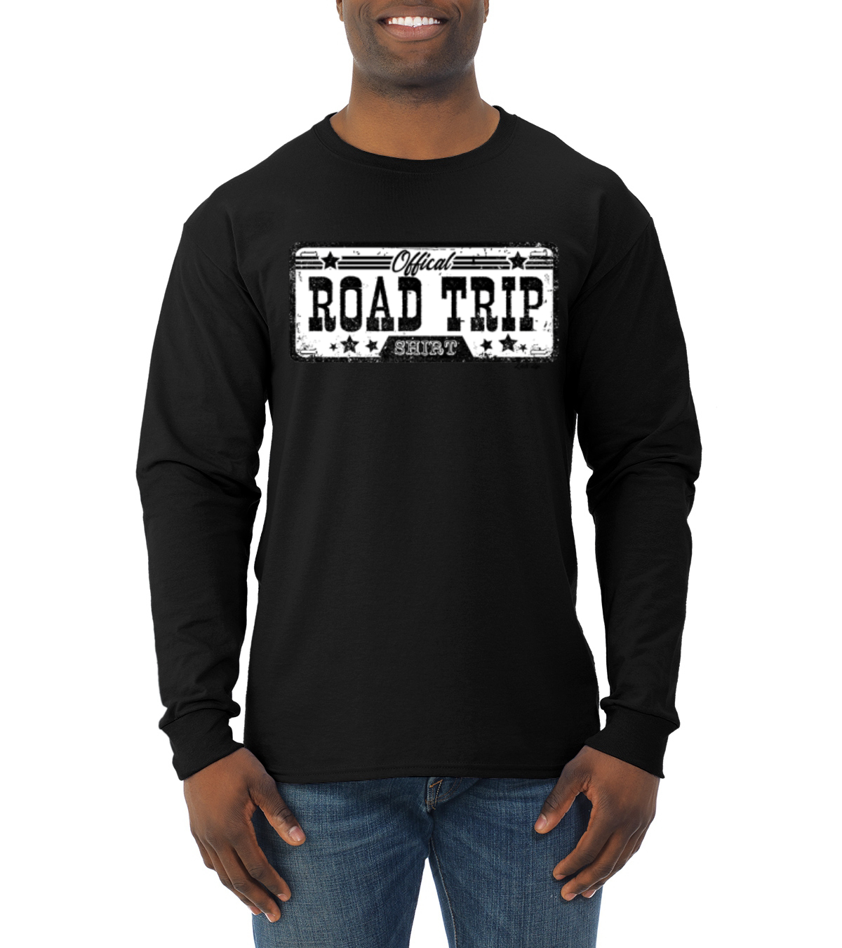 Official Road Trip Shirt Retro Black and White Men Long Sleeve Shirt