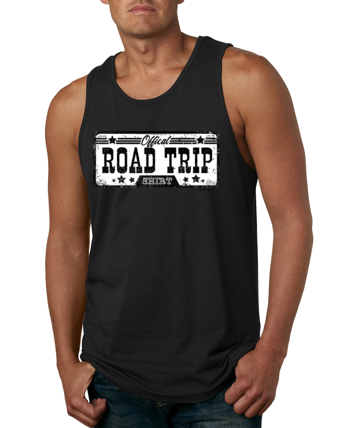 Official Road Trip Shirt Retro Black and White Men Tank Top