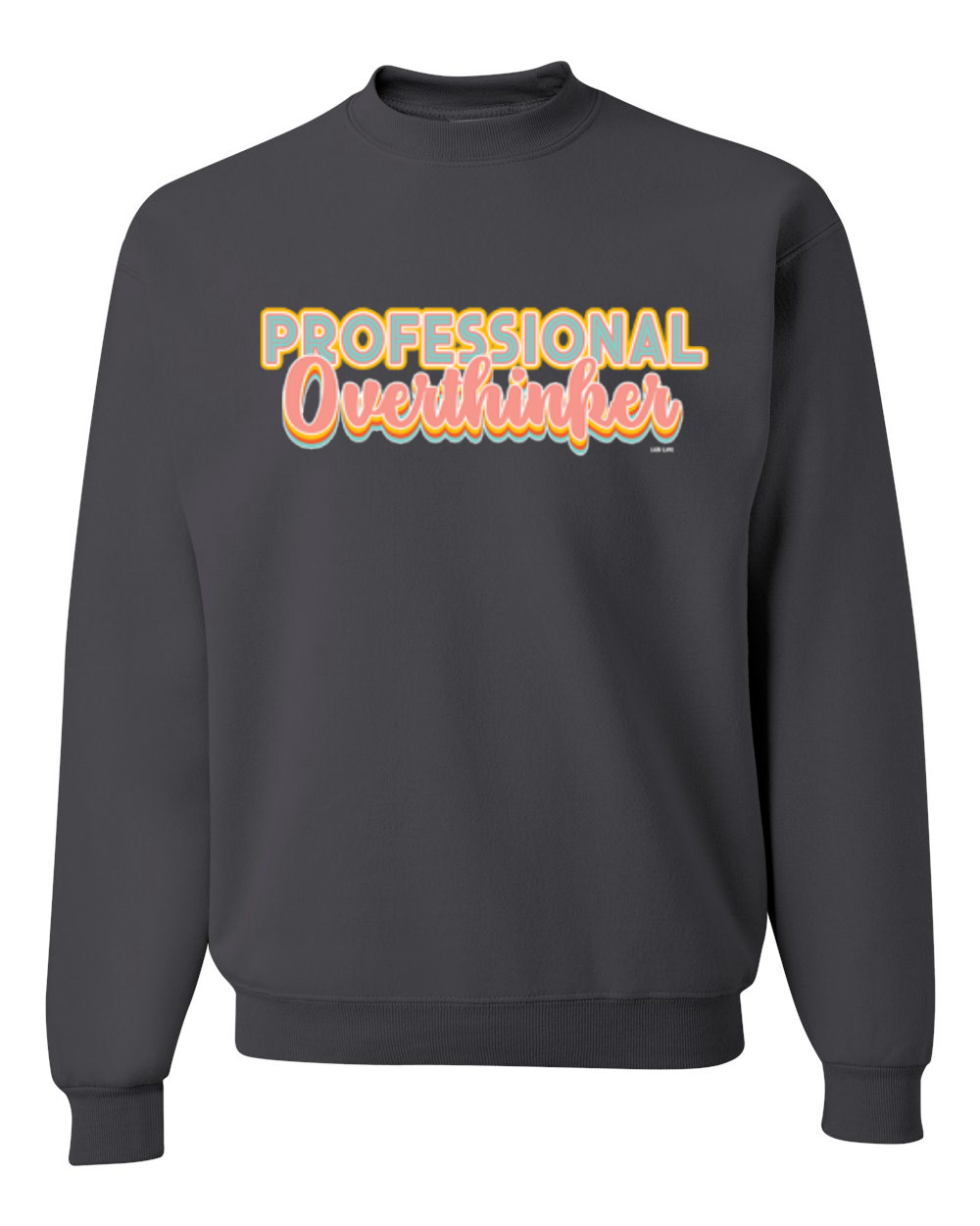 Sudadera unisex profesional Over Thinker azul rosa amarillo letras geniales - Imagen 4 de 18