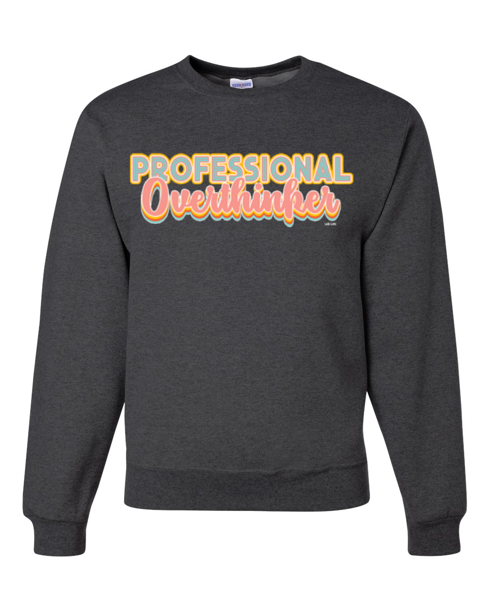 Sudadera unisex profesional Over Thinker azul rosa amarillo letras geniales - Imagen 6 de 18