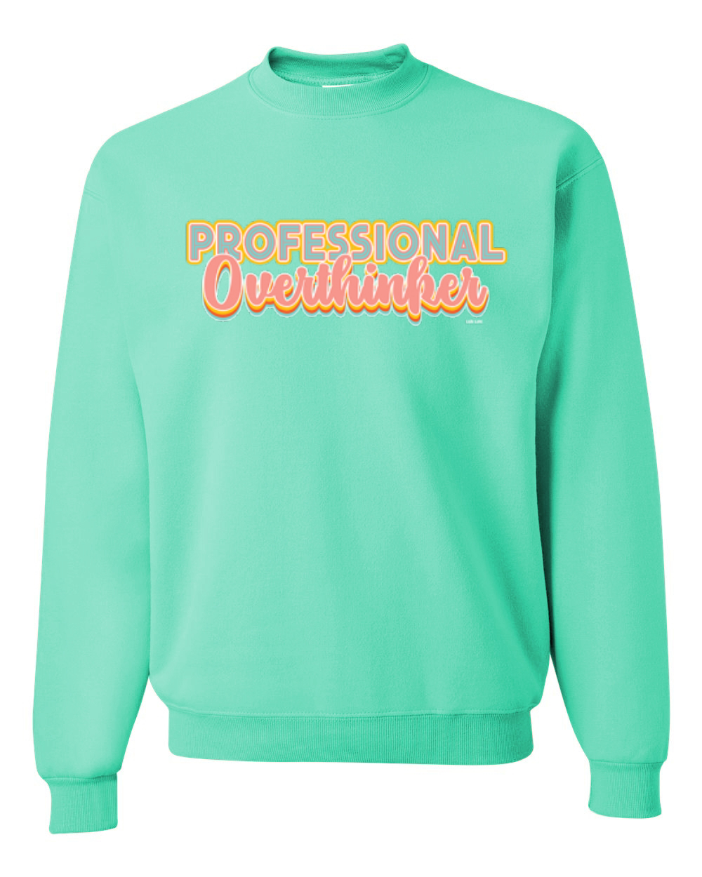 Sudadera unisex profesional Over Thinker azul rosa amarillo letras geniales - Imagen 16 de 18