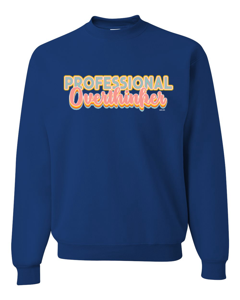 Sudadera unisex profesional Over Thinker azul rosa amarillo letras geniales - Imagen 11 de 18