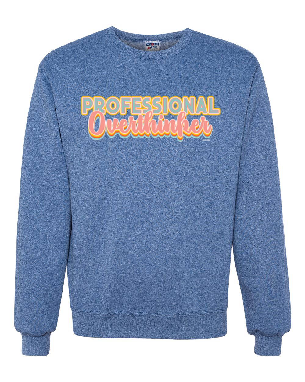 Sudadera unisex profesional Over Thinker azul rosa amarillo letras geniales - Imagen 12 de 18