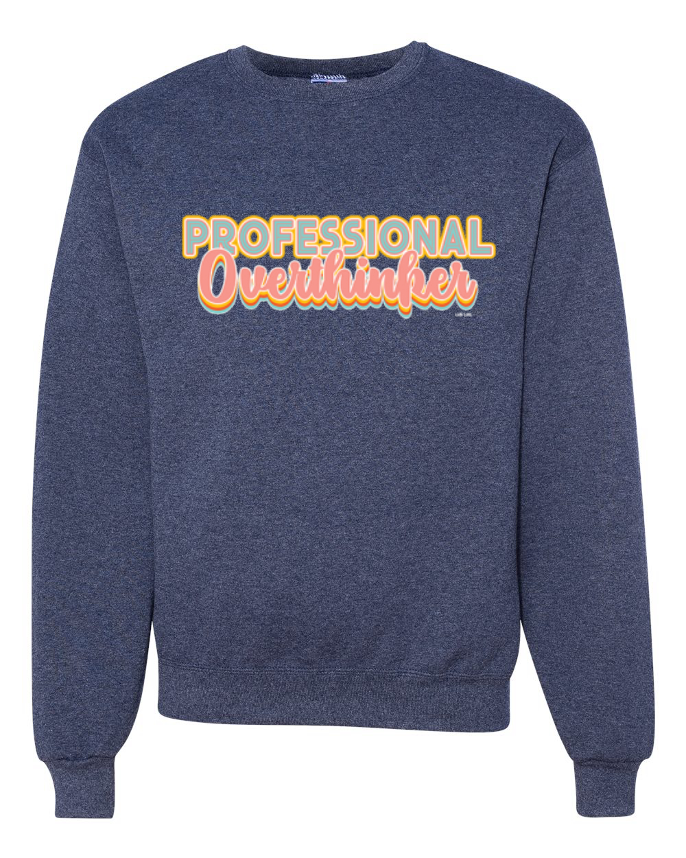 Sudadera unisex profesional Over Thinker azul rosa amarillo letras geniales - Imagen 13 de 18