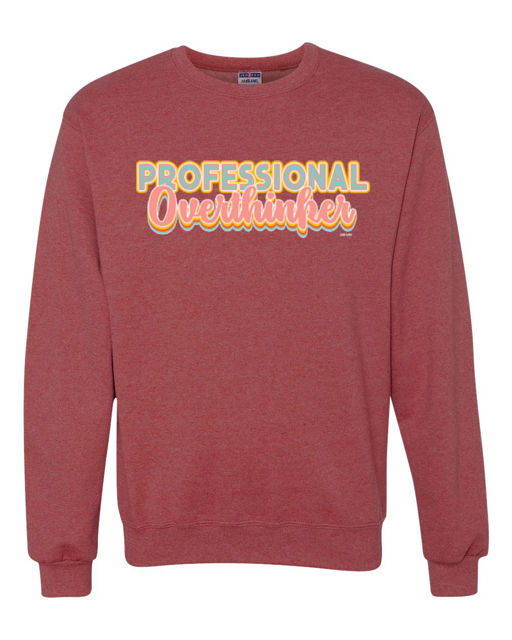 Sudadera unisex profesional Over Thinker azul rosa amarillo letras geniales - Imagen 14 de 18