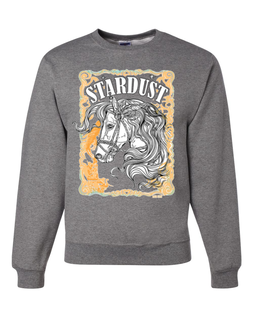 Sudadera Cuello Redondo Star Dust Horse Negra y Amarilla Envejecida Vintage Unisex - Imagen 7 de 21