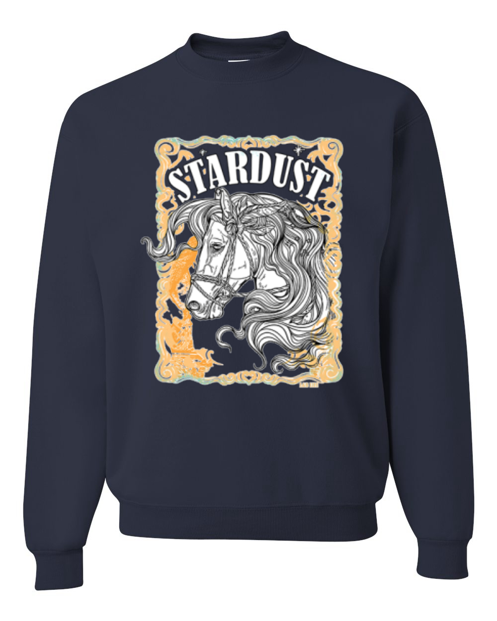 Sudadera Cuello Redondo Star Dust Horse Negra y Amarilla Envejecida Vintage Unisex - Imagen 11 de 21