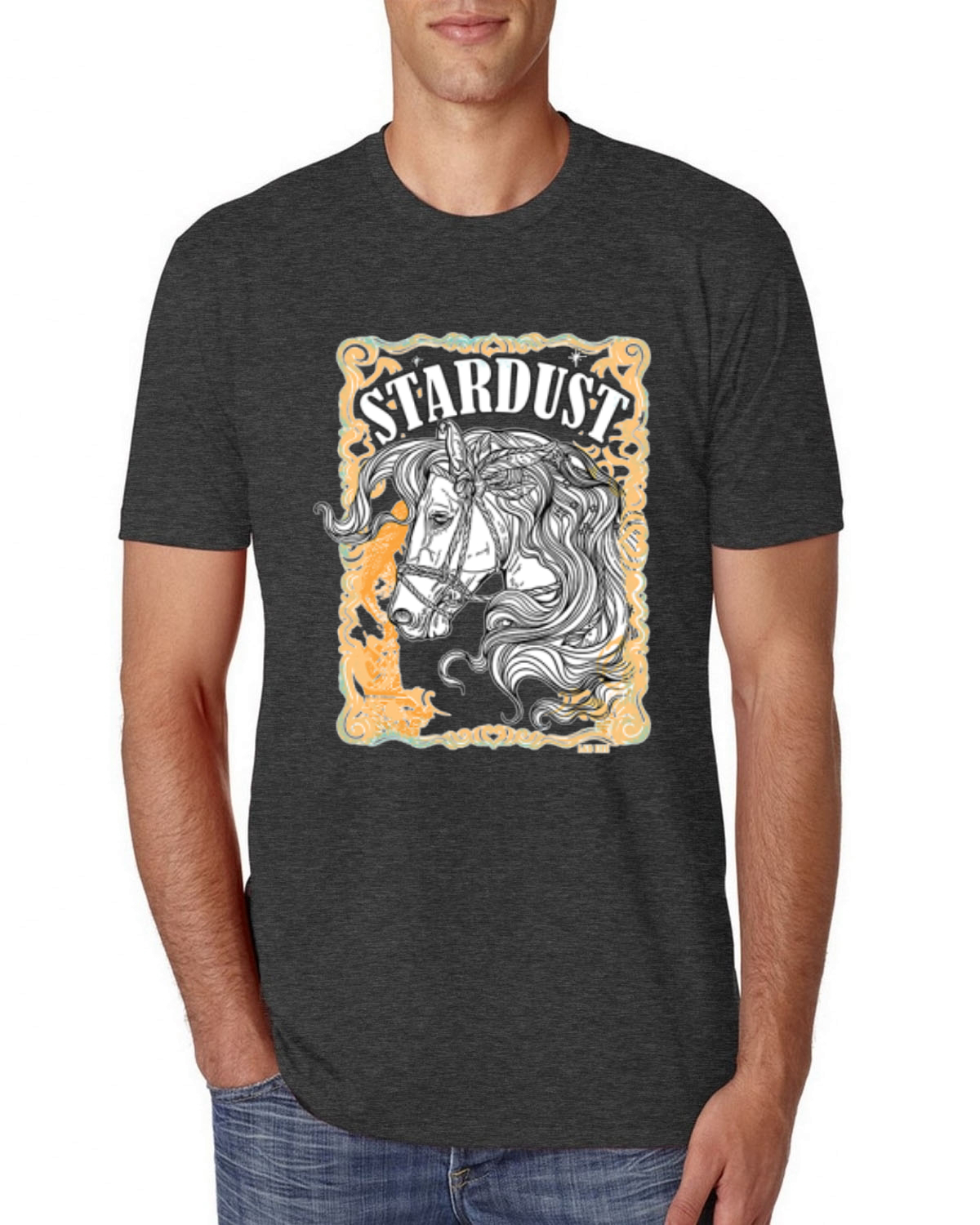 Star Dust Horse Black and Yellow Distressed Vintage Men Premium Tri Blend TShirt