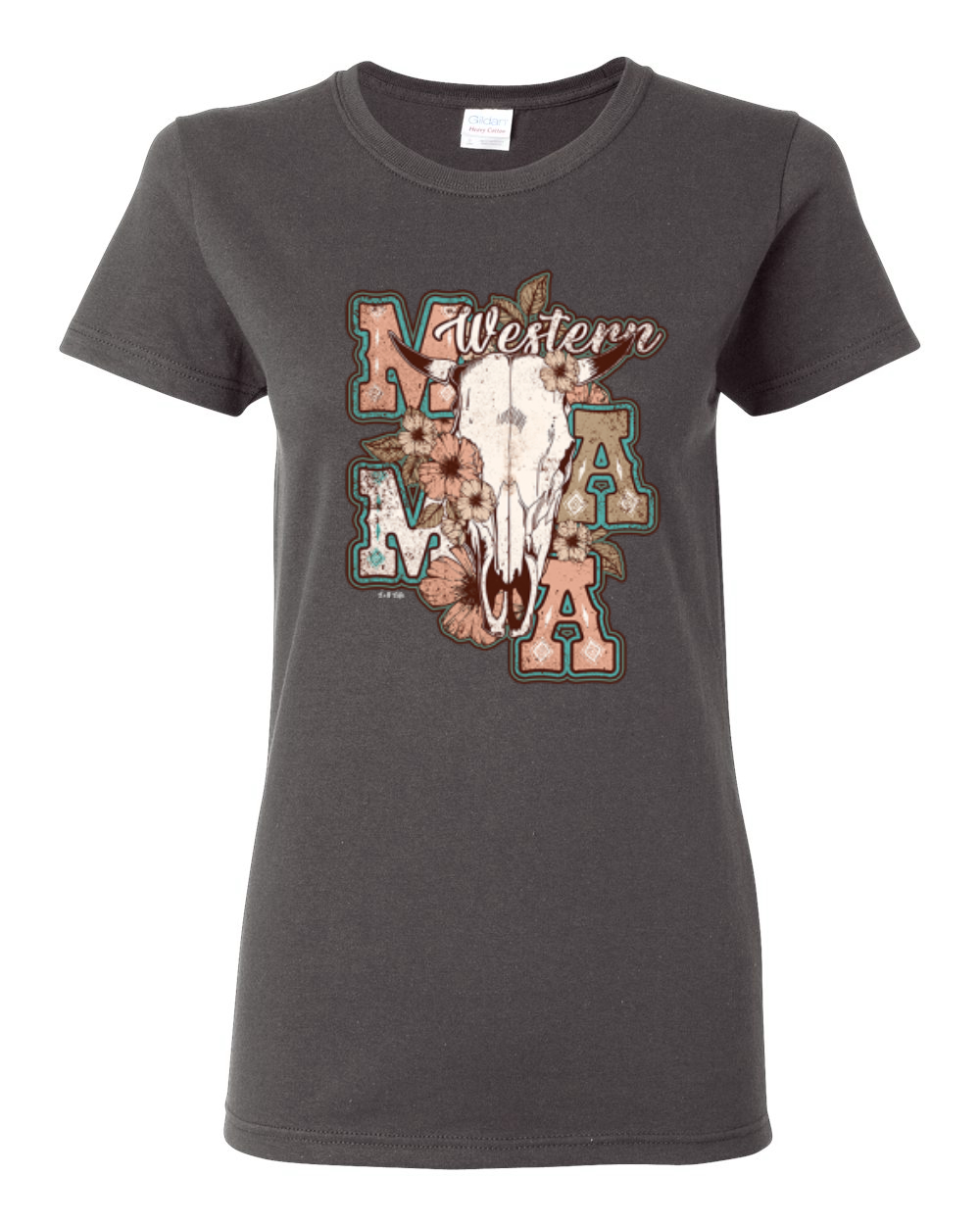 Grafik-T-Shirt Western Ma Steer rosa und grau Distressed Country für Damen - Bild 4 von 15