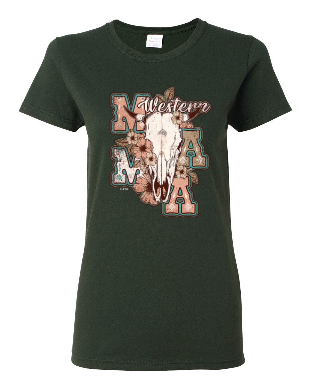 Grafik-T-Shirt Western Ma Steer rosa und grau Distressed Country für Damen - Bild 5 von 15