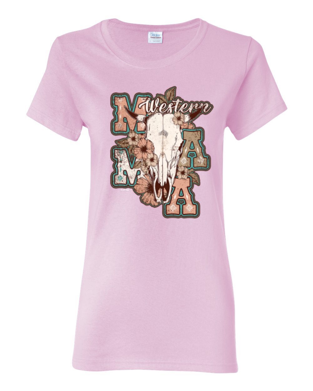 Grafik-T-Shirt Western Ma Steer rosa und grau Distressed Country für Damen - Bild 8 von 15