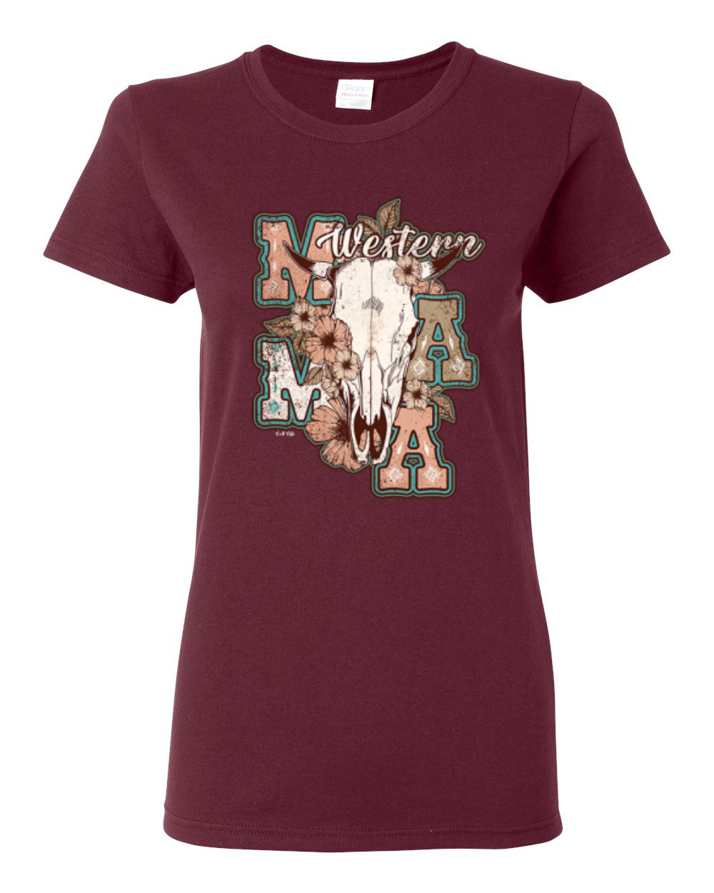 Grafik-T-Shirt Western Ma Steer rosa und grau Distressed Country für Damen - Bild 9 von 15