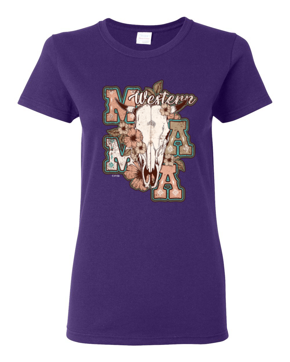 Grafik-T-Shirt Western Ma Steer rosa und grau Distressed Country für Damen - Bild 11 von 15
