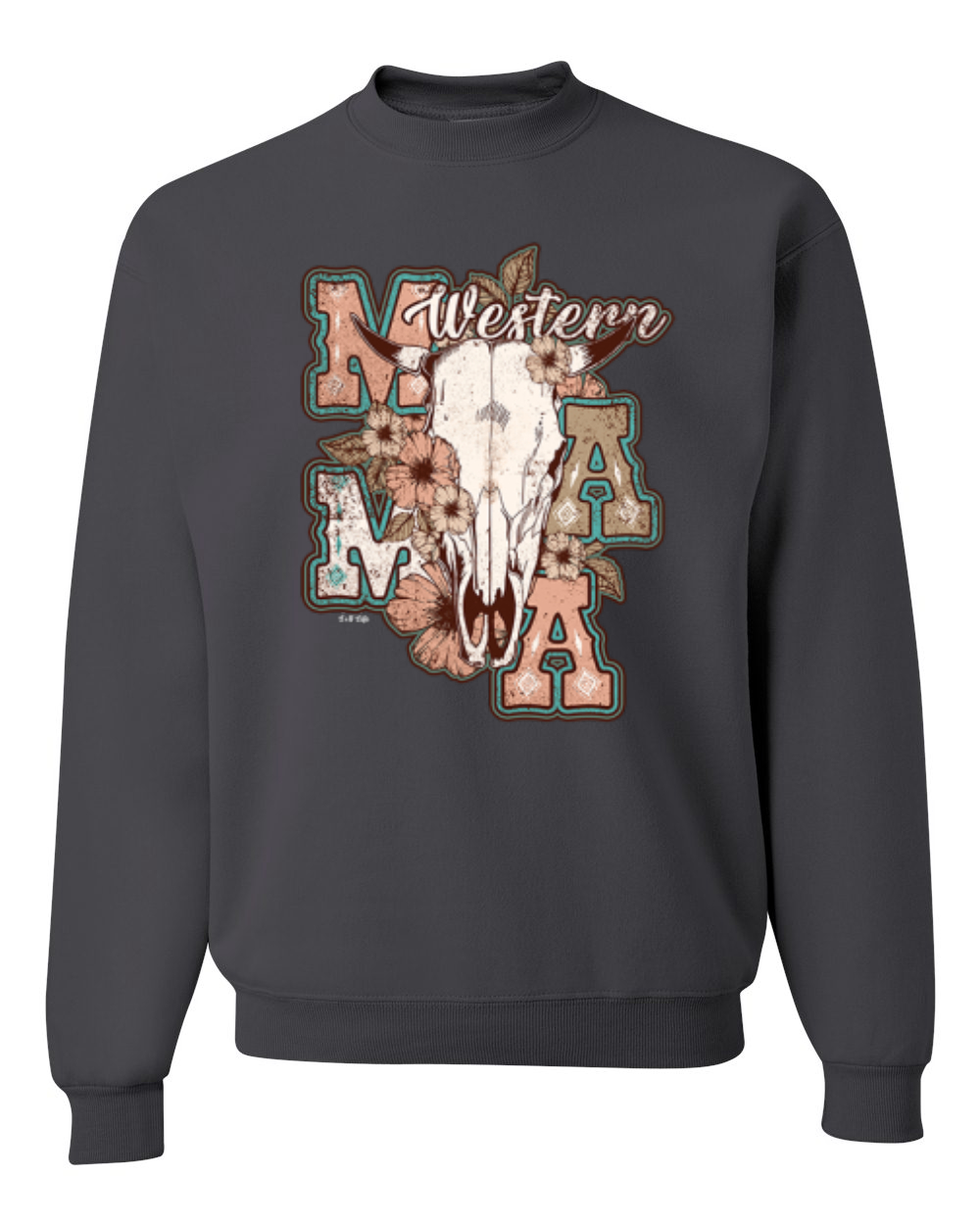 Western Ma Steer Pink And Grey Distressed Country Unisex Crewneck Sweatshirt - Imagen 4 de 21