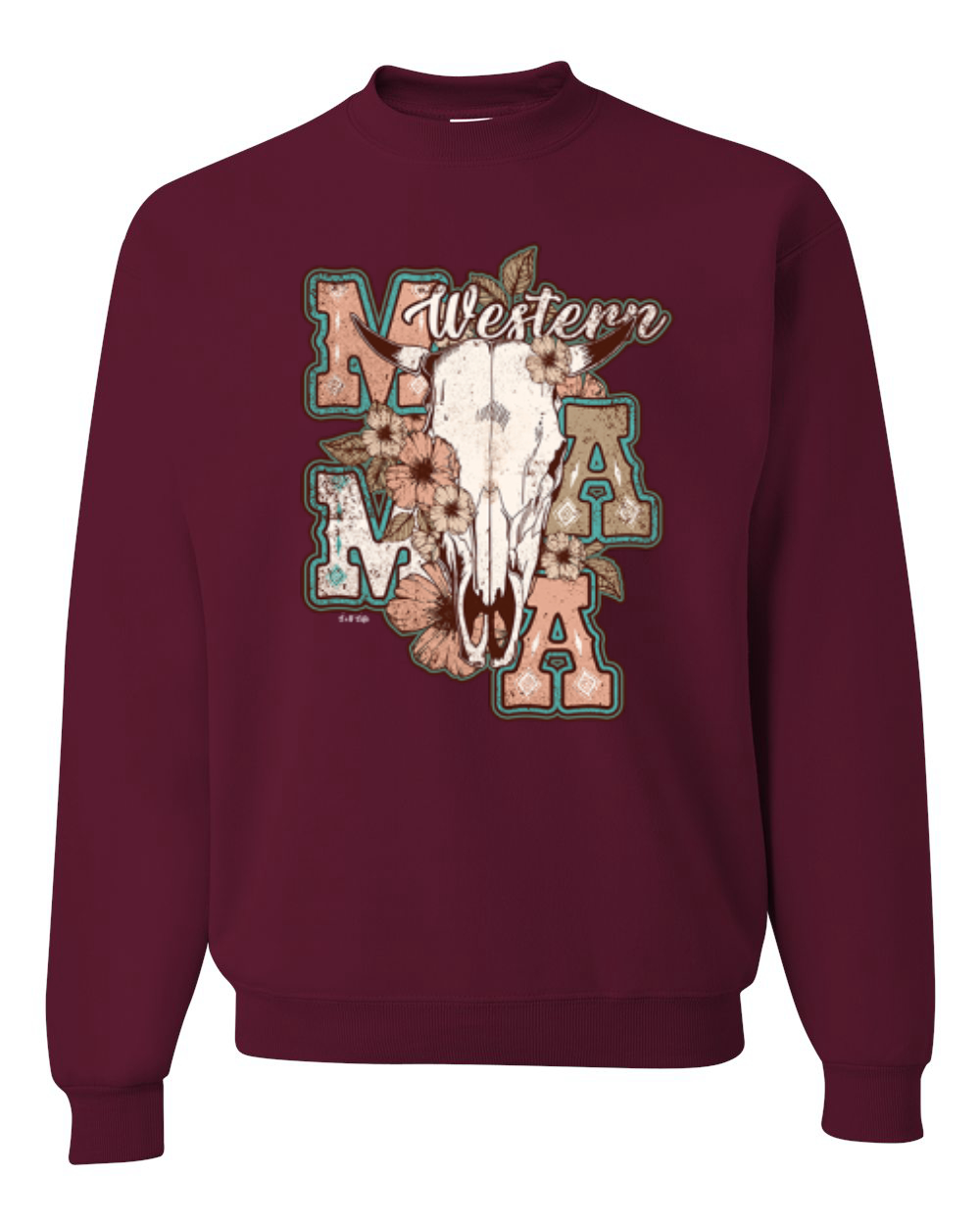 Western Ma Steer Pink And Grey Distressed Country Unisex Crewneck Sweatshirt - Imagen 10 de 21