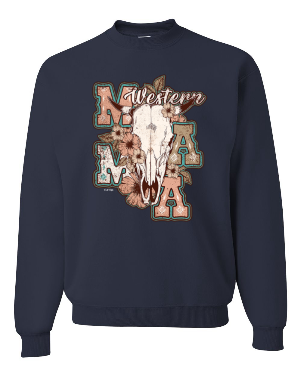 Western Ma Steer Pink And Grey Distressed Country Unisex Crewneck Sweatshirt - Imagen 11 de 21