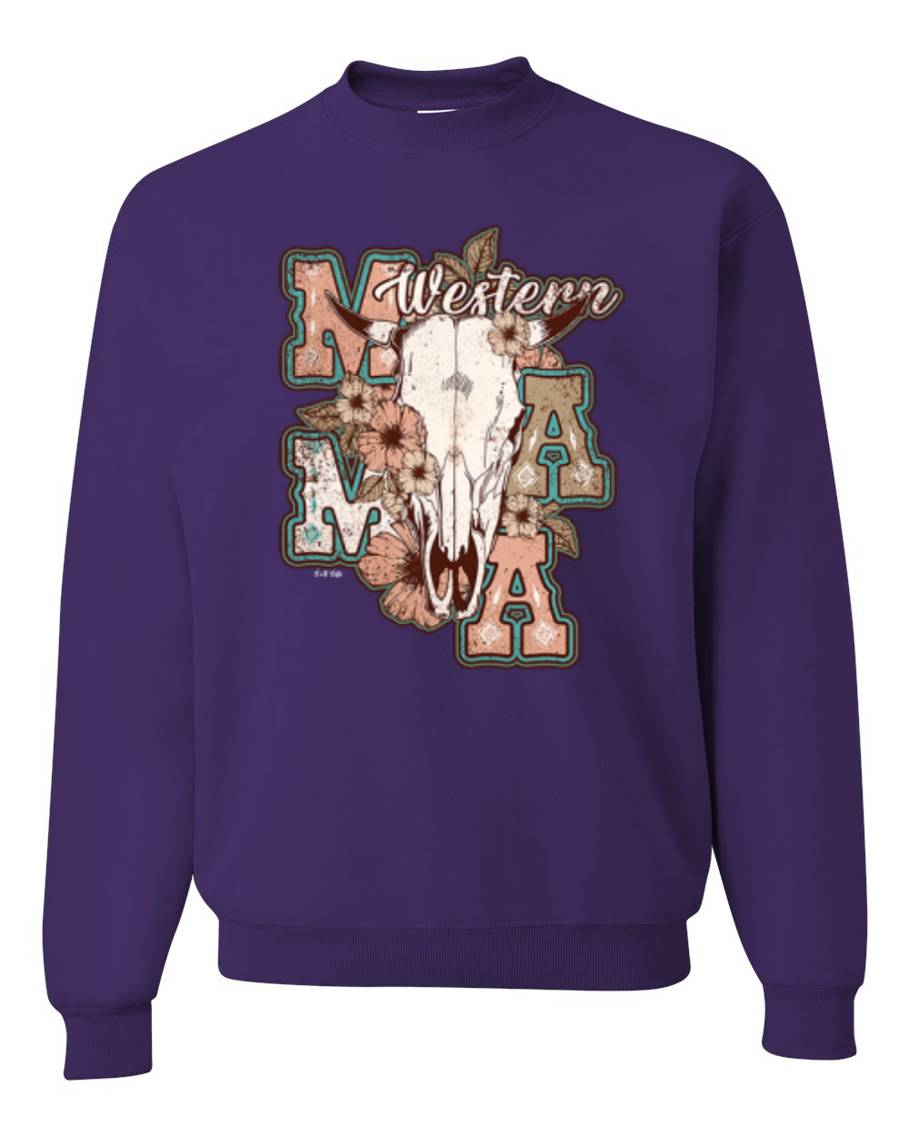 Western Ma Steer Pink And Grey Distressed Country Unisex Crewneck Sweatshirt - Imagen 12 de 21