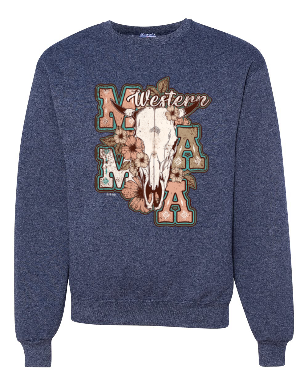 Western Ma Steer Pink And Grey Distressed Country Unisex Crewneck Sweatshirt - Imagen 16 de 21