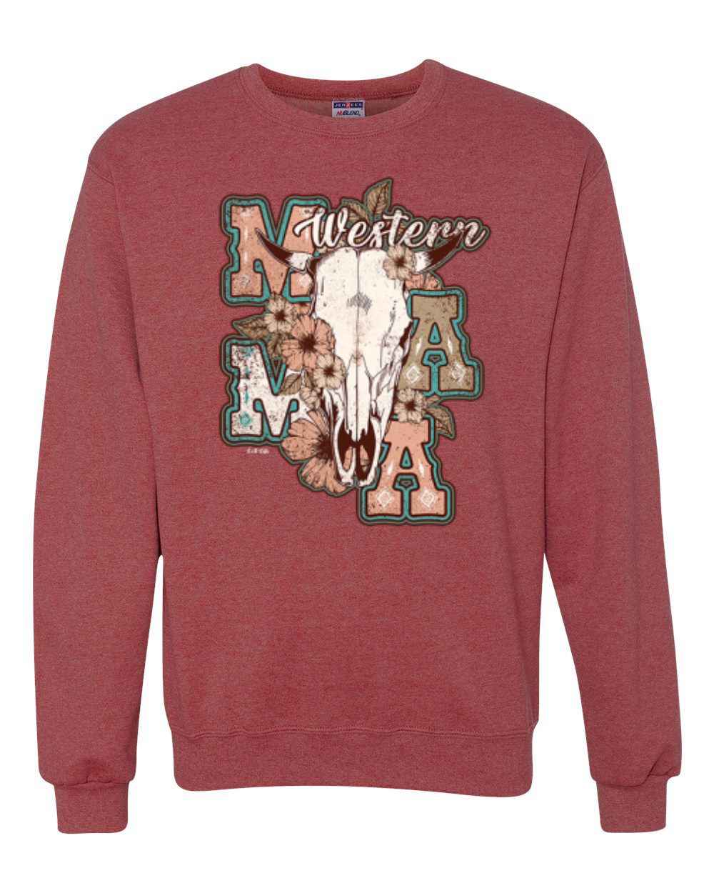 Western Ma Steer Pink And Grey Distressed Country Unisex Crewneck Sweatshirt - Imagen 17 de 21