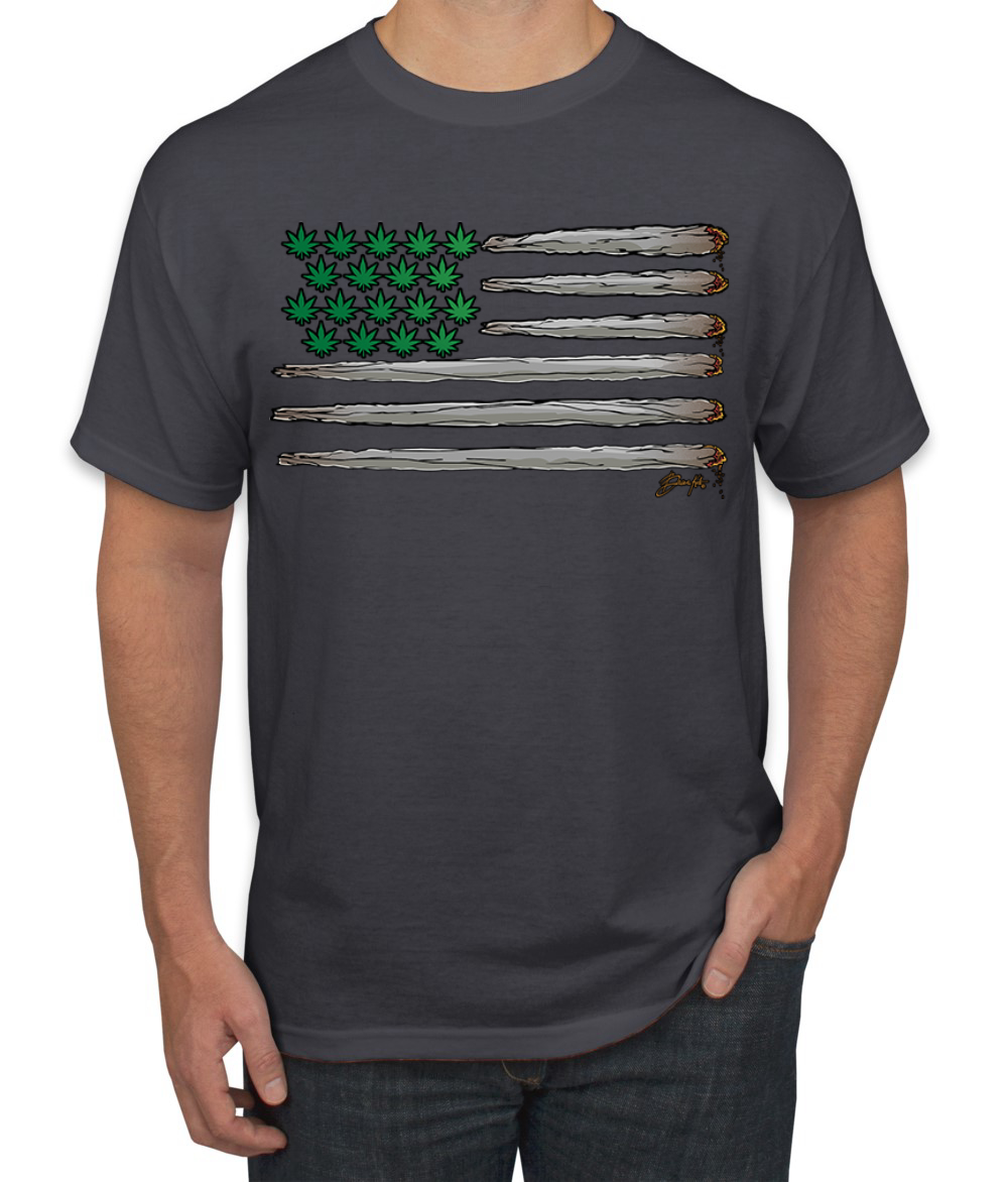 Weed US Flag Weed Men T-Shirt - Picture 4 of 8
