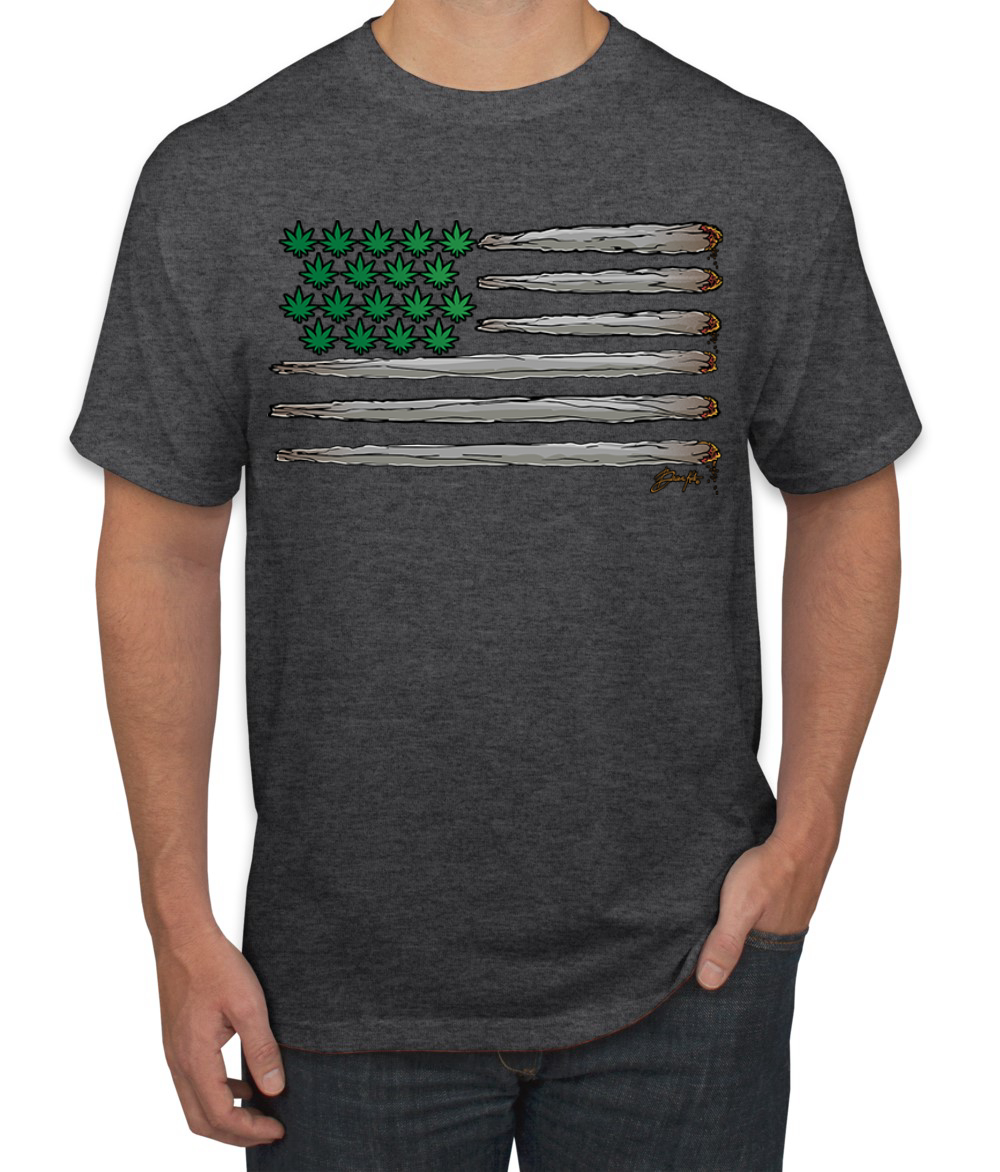 Weed US Flag Weed Men T-Shirt - Picture 5 of 8