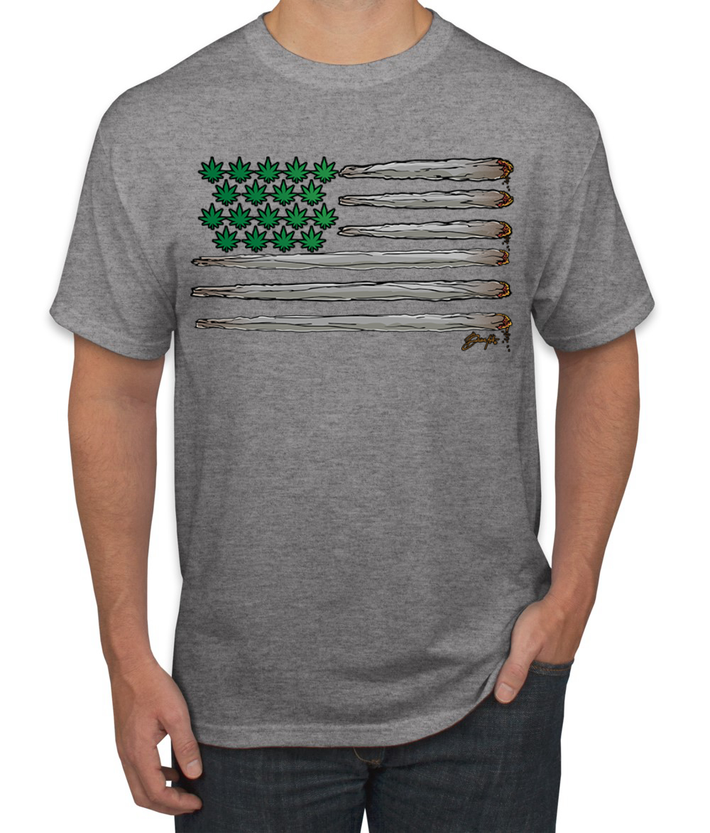 Weed US Flag Weed Men T-Shirt - Picture 6 of 8