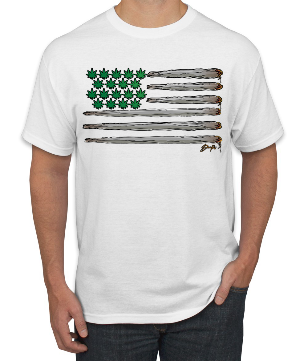 Weed US Flag Weed Men T-Shirt - Picture 8 of 8