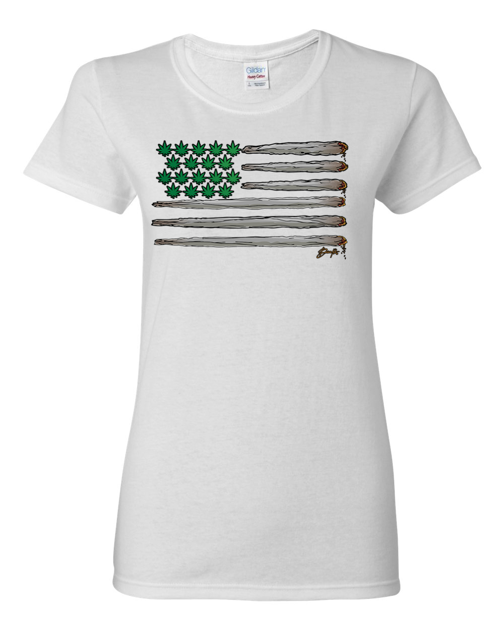 Camiseta gráfica para mujer Weed con bandera de EE. UU. - Imagen 7 de 7