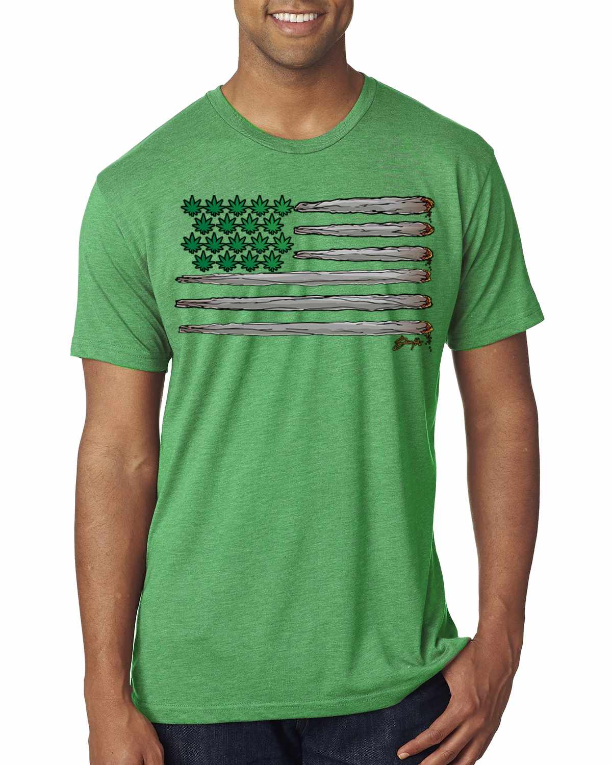 T-shirt uomo Weed bandiera degli Stati Uniti Premium Tri Blend - Foto 3 di 8