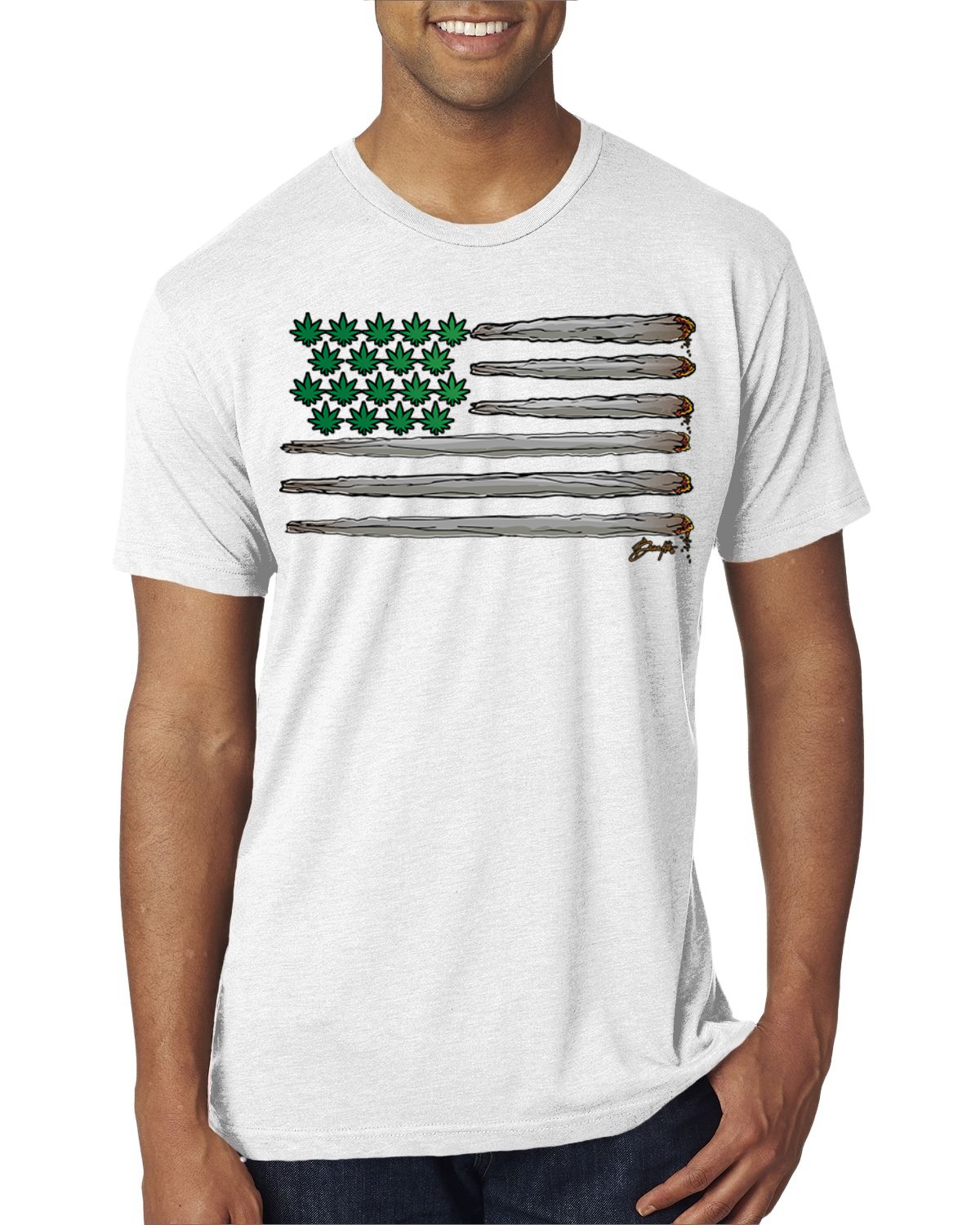 T-shirt uomo Weed bandiera degli Stati Uniti Premium Tri Blend - Foto 4 di 8