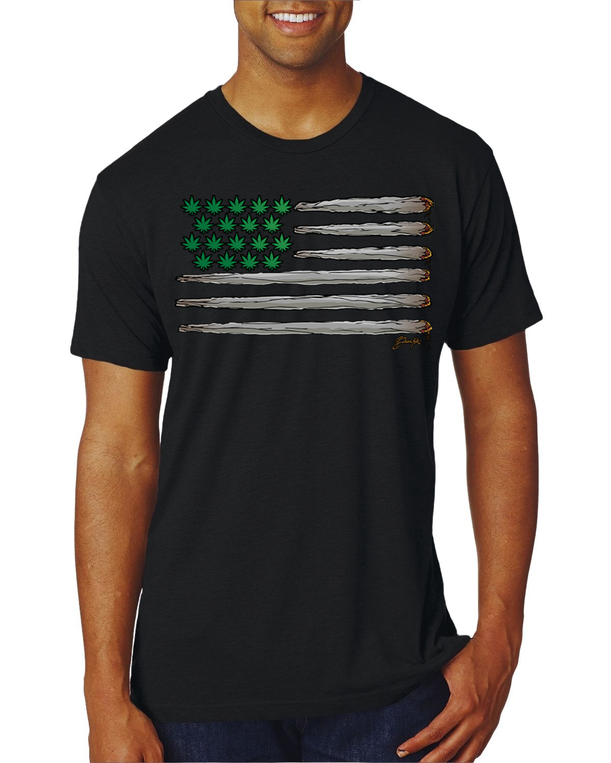 T-shirt uomo Weed bandiera degli Stati Uniti Premium Tri Blend - Foto 6 di 8