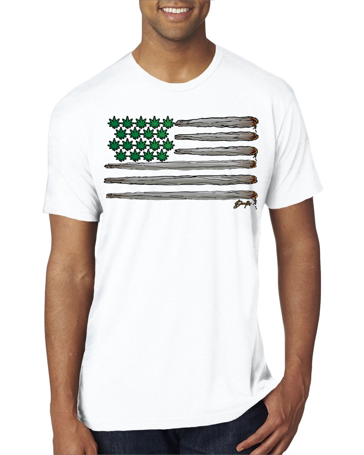 T-shirt uomo Weed bandiera degli Stati Uniti Premium Tri Blend - Foto 8 di 8