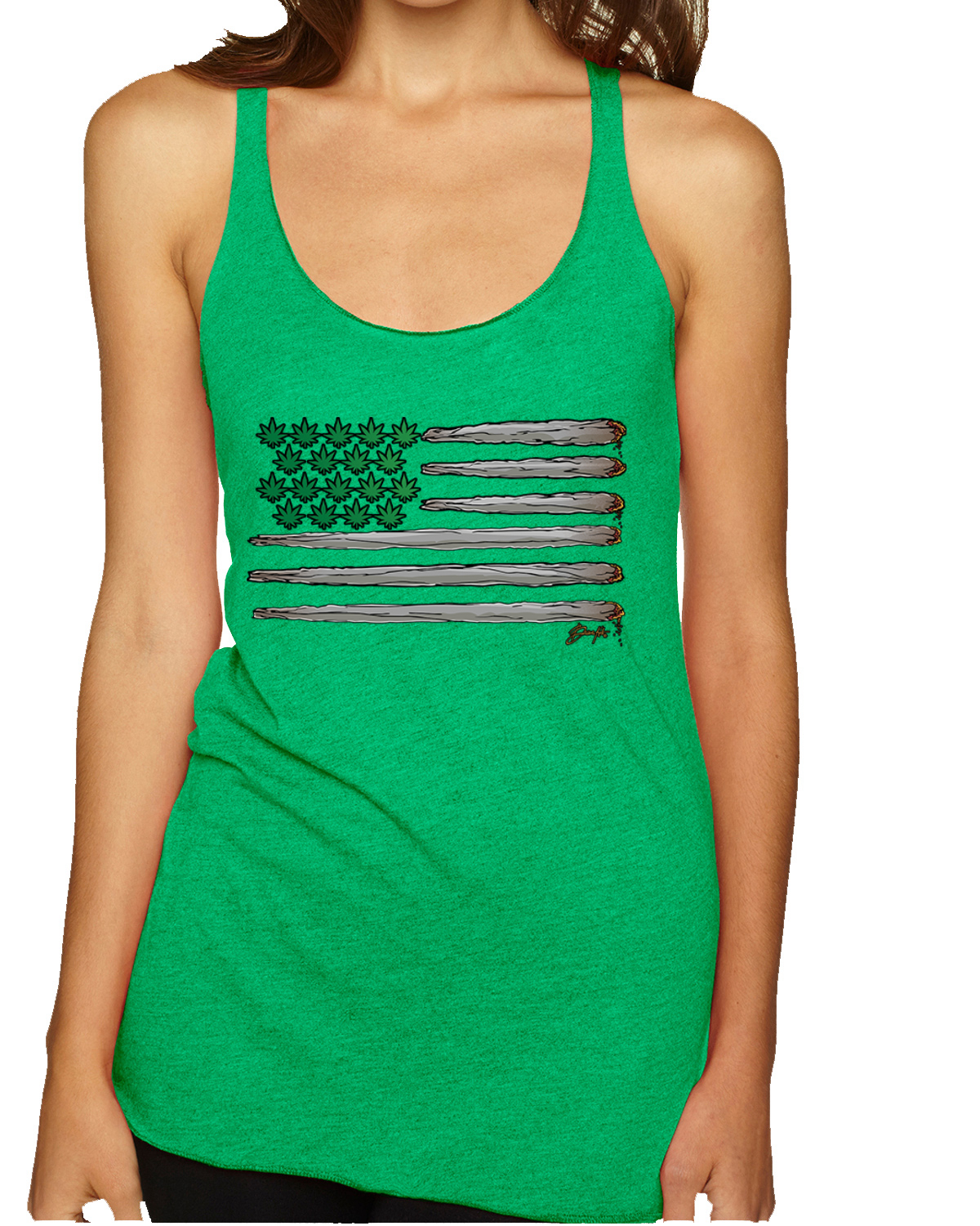 Weed US Flagge Unkraut Tri-Blend Racerback Tank Top - Bild 3 von 5