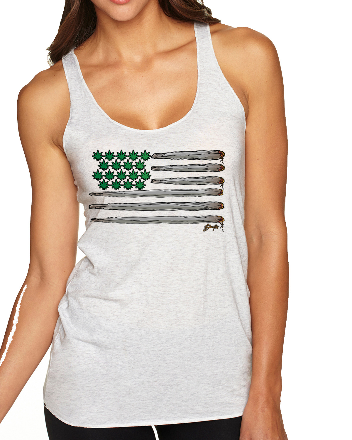 Weed US Flagge Unkraut Tri-Blend Racerback Tank Top - Bild 4 von 5
