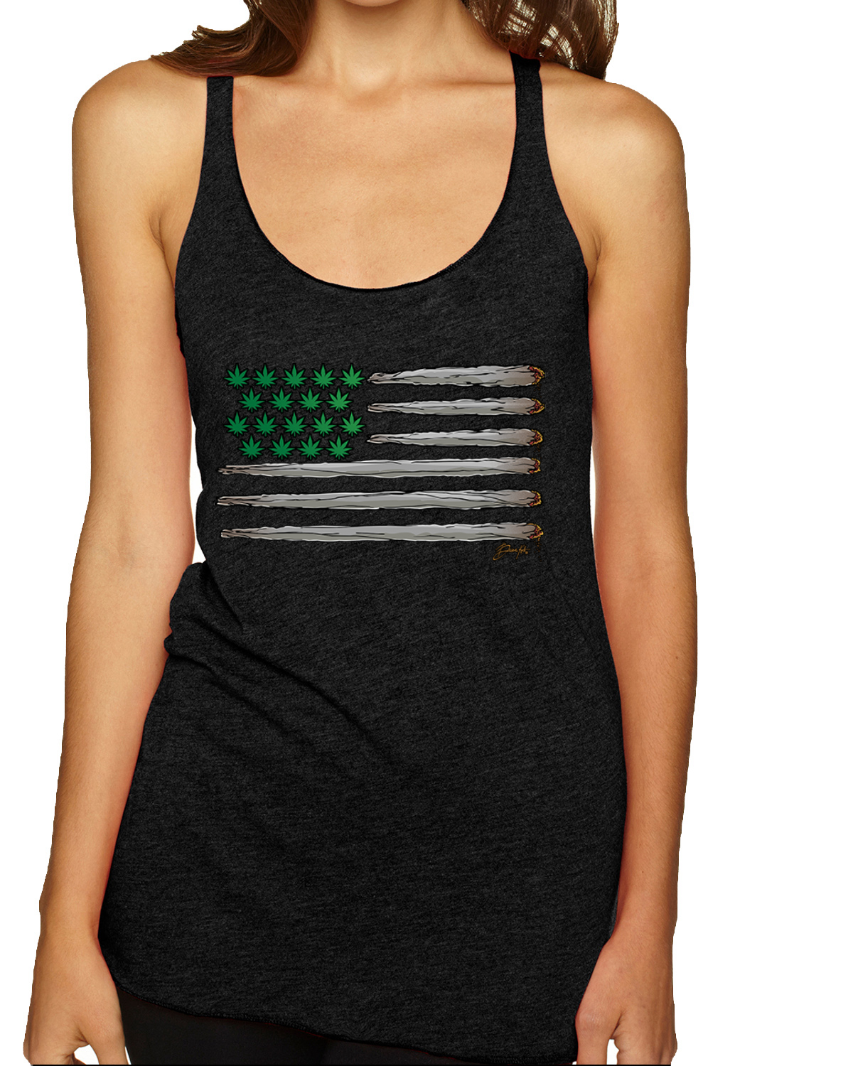 Weed US Flagge Unkraut Tri-Blend Racerback Tank Top - Bild 5 von 5