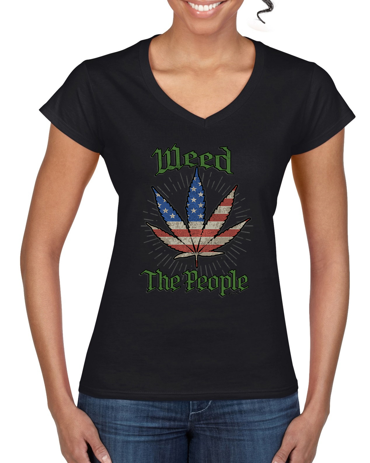 Weed the People Weed Damen-Standard-T-Shirt mit V-Ausschnitt - Bild 3 von 5