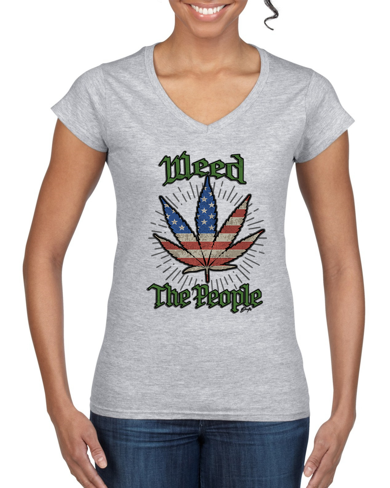 Weed the People Weed Damen-Standard-T-Shirt mit V-Ausschnitt - Bild 4 von 5
